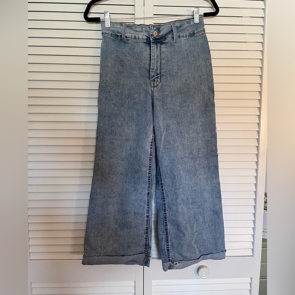 Rewash Denim - Rewash Denim Cropped Wide Leg Pants